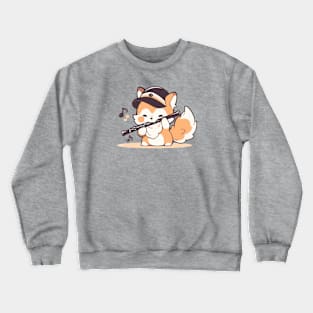 Dog playing the flute Crewneck Sweatshirt